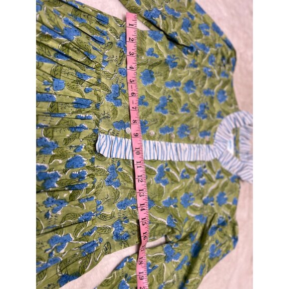 Grace Harris Collection Green Floral Long-Sleeve Dress With Blue Striped Ruffle - Picture 4 of 5